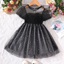 Cargar imagen en el visor de la galería, Vestido negro de tul con brillo
