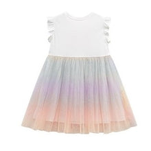 Cargar imagen en el visor de la galería, Vestido blanco de conejo con falda colorida de tul

