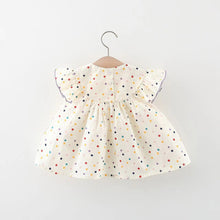 Carregar imagem no visualizador da galeria, Vestido crema con motas coloridas y bordados de flores
