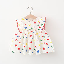 Cargar imagen en el visor de la galería, Vestido crema con estampas de corazones coloridos

