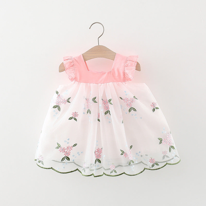 Vestido de tul con bordados de flores
