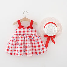 Cargar imagen en el visor de la galería, Vestido cuadrille con estampas de corazones y sombrero
