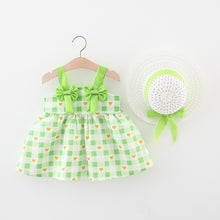Cargar imagen en el visor de la galería, Vestido cuadrille con estampas de corazones y sombrero
