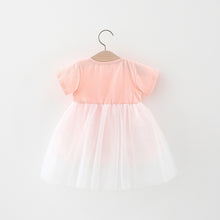 Carregar imagem no visualizador da galeria, Vestido rosa de conejo con brillo y falda blanca de tul
