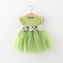 Carregar imagem no visualizador da galeria, Vestido con detalles de flores y falda de tul
