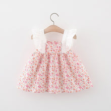 Carregar imagem no visualizador da galeria, Vestido con volados, estampas de flores y cartera
