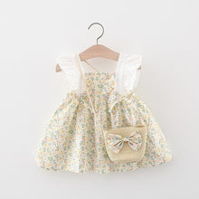 Carregar imagem no visualizador da galeria, Vestido con volados, estampas de flores y cartera
