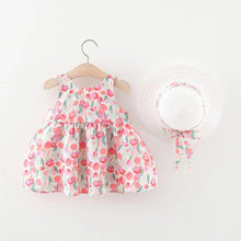 Carregar imagem no visualizador da galeria, Vestido con estampas de flores y sombrero
