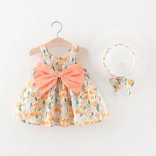 Carregar imagem no visualizador da galeria, Vestido con estampas de flores y sombrero
