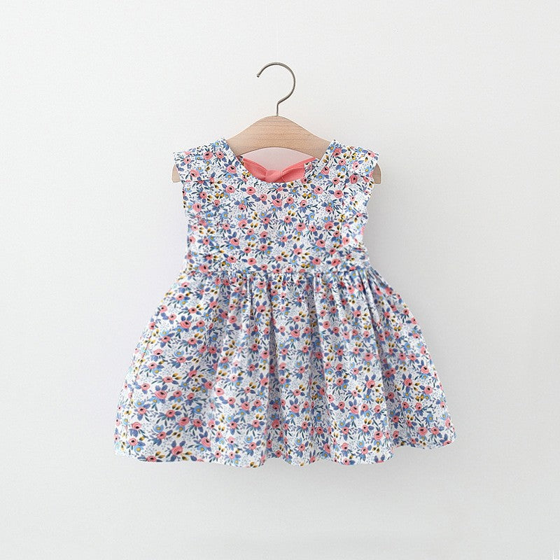 Vestido con estampas de flores y moño rosa en la espalda