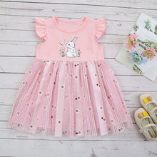 Carregar imagem no visualizador da galeria, Vestido rosa  de conejo y falda de tul con estampas
