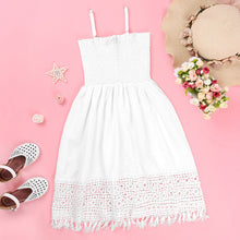 Carregar imagem no visualizador da galeria, Vestido blanco engomado con detalles de bordados en la falda
