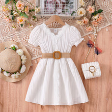 Carregar imagem no visualizador da galeria, Vestido blanco con bordados y cinto
