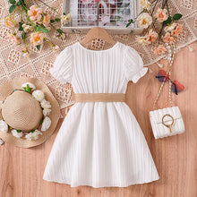 Carregar imagem no visualizador da galeria, Vestido blanco con bordados y cinto
