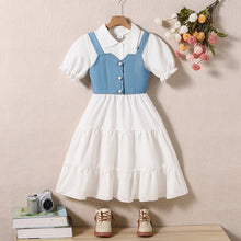 Carregar imagem no visualizador da galeria, Vestido blanco con mangas abullonadas y crop jeans
