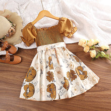 Carregar imagem no visualizador da galeria, Vestido caqui engomado y falda con estampas de flores con cinto
