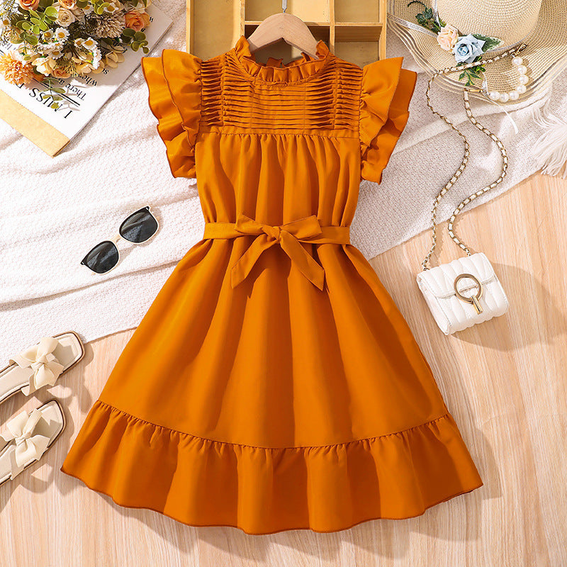 Vestido terracota con volados y cinto