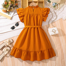 Carregar imagem no visualizador da galeria, Vestido terracota con volados y cinto
