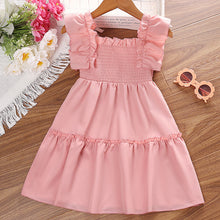 Carregar imagem no visualizador da galeria, Vestido rosa engomado con volados
