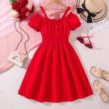 Cargar imagen en el visor de la galería, Vestido rojo con mangas rectas y cintura engomado
