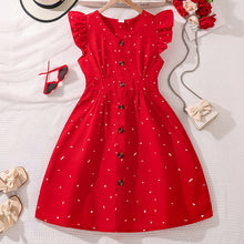 Cargar imagen en el visor de la galería, Vestido rojo con estampas y volados
