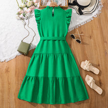 Cargar imagen en el visor de la galería, Vestido verde con volados y cinto
