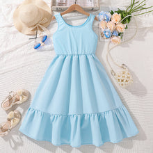 Cargar imagen en el visor de la galería, Vestido celeste con goma en la cintura
