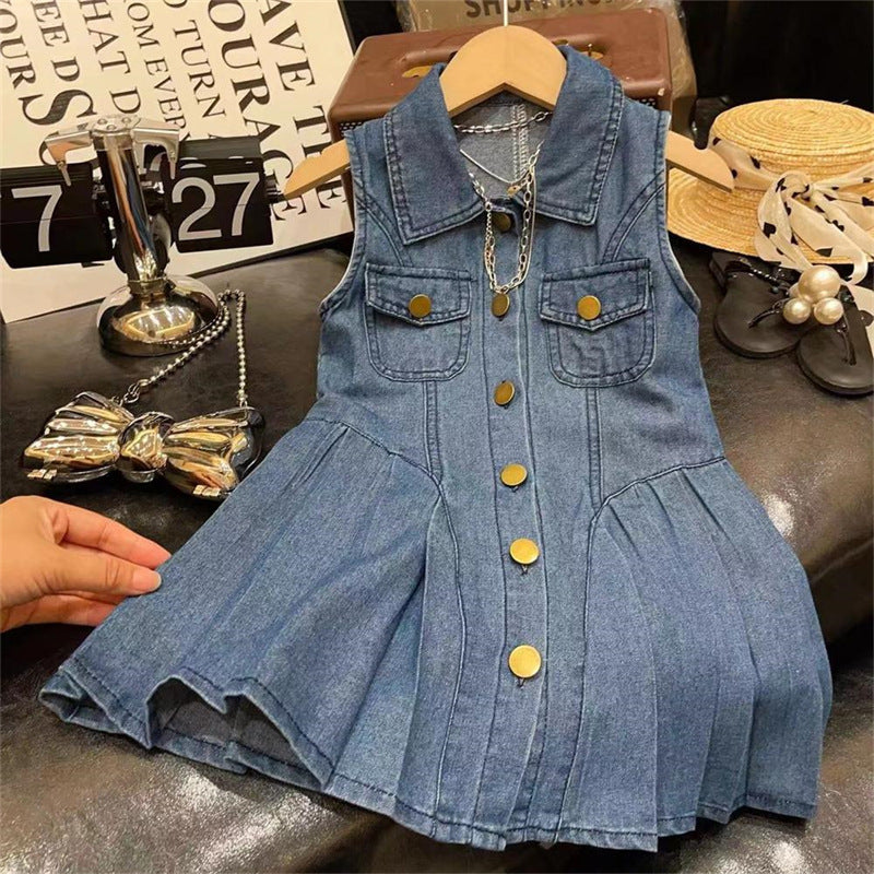 Vestido de jeans tableado con botones