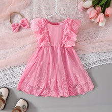 Carregar imagem no visualizador da galeria, Vestido con encajes de flores y vincha

