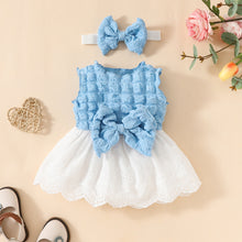 Carregar imagem no visualizador da galeria, Vestido con relieve y falda broderie blanco con vincha

