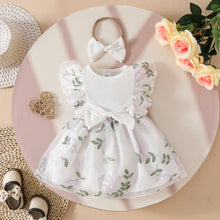 Cargar imagen en el visor de la galería, Vestido acanalado con bordados de flores y vincha
