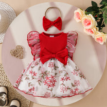 Cargar imagen en el visor de la galería, Vestido acanalado con bordados de flores y vincha
