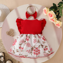 Cargar imagen en el visor de la galería, Vestido acanalado con bordados de flores y vincha
