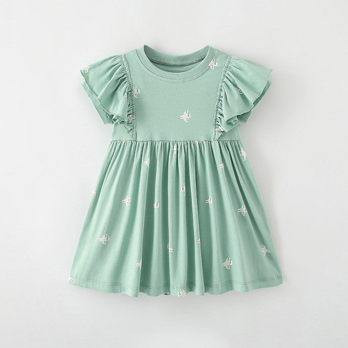 Vestido verde con volados y bordados