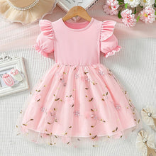 Cargar imagen en el visor de la galería, Vestido de tul con bordados flores y volados
