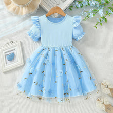 Cargar imagen en el visor de la galería, Vestido de tul con bordados flores y volados
