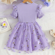 Cargar imagen en el visor de la galería, Vestido de tul con bordados flores y volados
