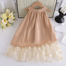 Cargar imagen en el visor de la galería, Vestido marrón con moño, detalles de tul con flores
