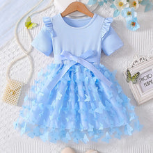 Cargar imagen en el visor de la galería, Vestido con volados de tul de mariposas con moño
