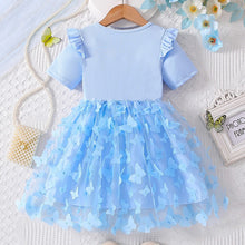 Cargar imagen en el visor de la galería, Vestido con volados de tul de mariposas con moño
