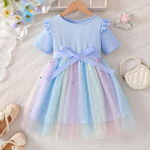 Cargar imagen en el visor de la galería, Vestido de tul colorido con brillo y moño
