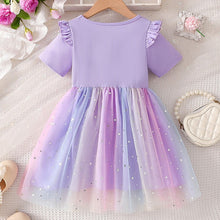 Cargar imagen en el visor de la galería, Vestido de tul colorido con brillo y moño
