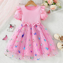 Cargar imagen en el visor de la galería, Vestido con volados, falda con motas y mariposas coloridas
