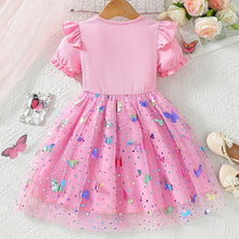 Cargar imagen en el visor de la galería, Vestido con volados, falda con motas y mariposas coloridas

