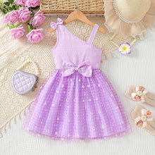 Cargar imagen en el visor de la galería, Vestido un solo hombro con moño y falda de tul
