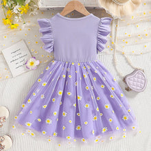 Carregar imagem no visualizador da galeria, Vestido lila con moño y tul de margaritas
