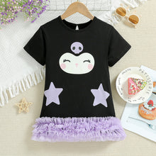 Cargar imagen en el visor de la galería, Vestido negro con volados lila de Kuromi (Sanrio)
