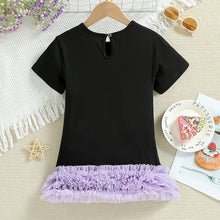 Cargar imagen en el visor de la galería, Vestido negro con volados lila de Kuromi (Sanrio)
