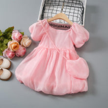 Carregar imagem no visualizador da galeria, Vestido de tul con mangas abullonadas y cartera
