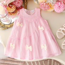 Carregar imagem no visualizador da galeria, Vestido liso con detalles de moños blanco
